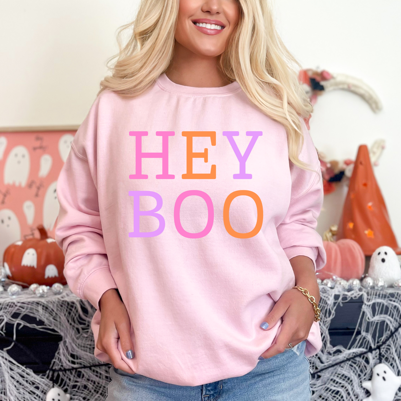 Hey Boo Sweatshirt in Two Colors-Womens-Ave Shops-Market Street Nest, Fashionable Clothing, Shoes and Home Décor Located in Mabank, TX