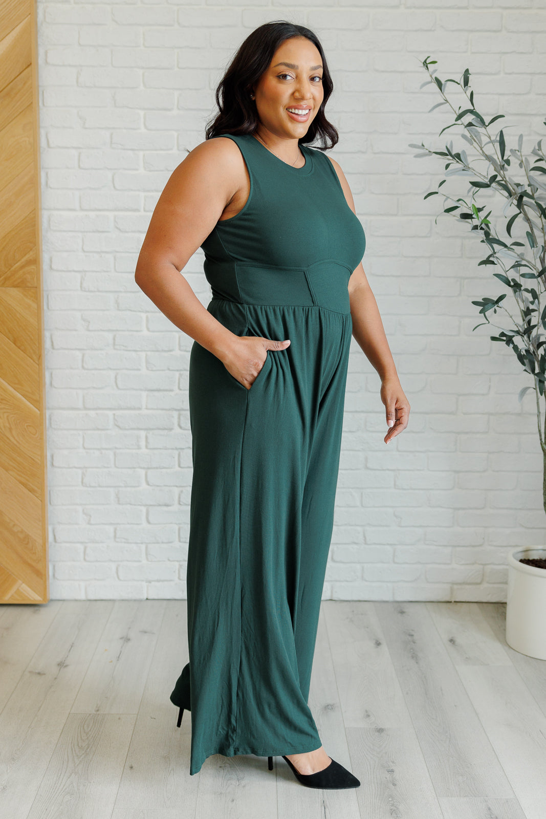 Hilary Wide Leg Jumpsuit in Green-Jumpsuits & Rompers-Ave Shops-Market Street Nest, Fashionable Clothing, Shoes and Home Décor Located in Mabank, TX