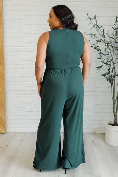 Hilary Wide Leg Jumpsuit in Green-Jumpsuits & Rompers-Ave Shops-Market Street Nest, Fashionable Clothing, Shoes and Home Décor Located in Mabank, TX