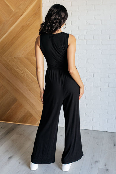 Hilary Wide Leg Jumpsuit in Black-Jumpsuits & Rompers-Ave Shops-Market Street Nest, Fashionable Clothing, Shoes and Home Décor Located in Mabank, TX