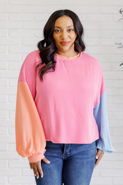 Hit Me With Your Best Shot Colorblock Top in Bright Pink-Tops-Ave Shops-Market Street Nest, Fashionable Clothing, Shoes and Home Décor Located in Mabank, TX