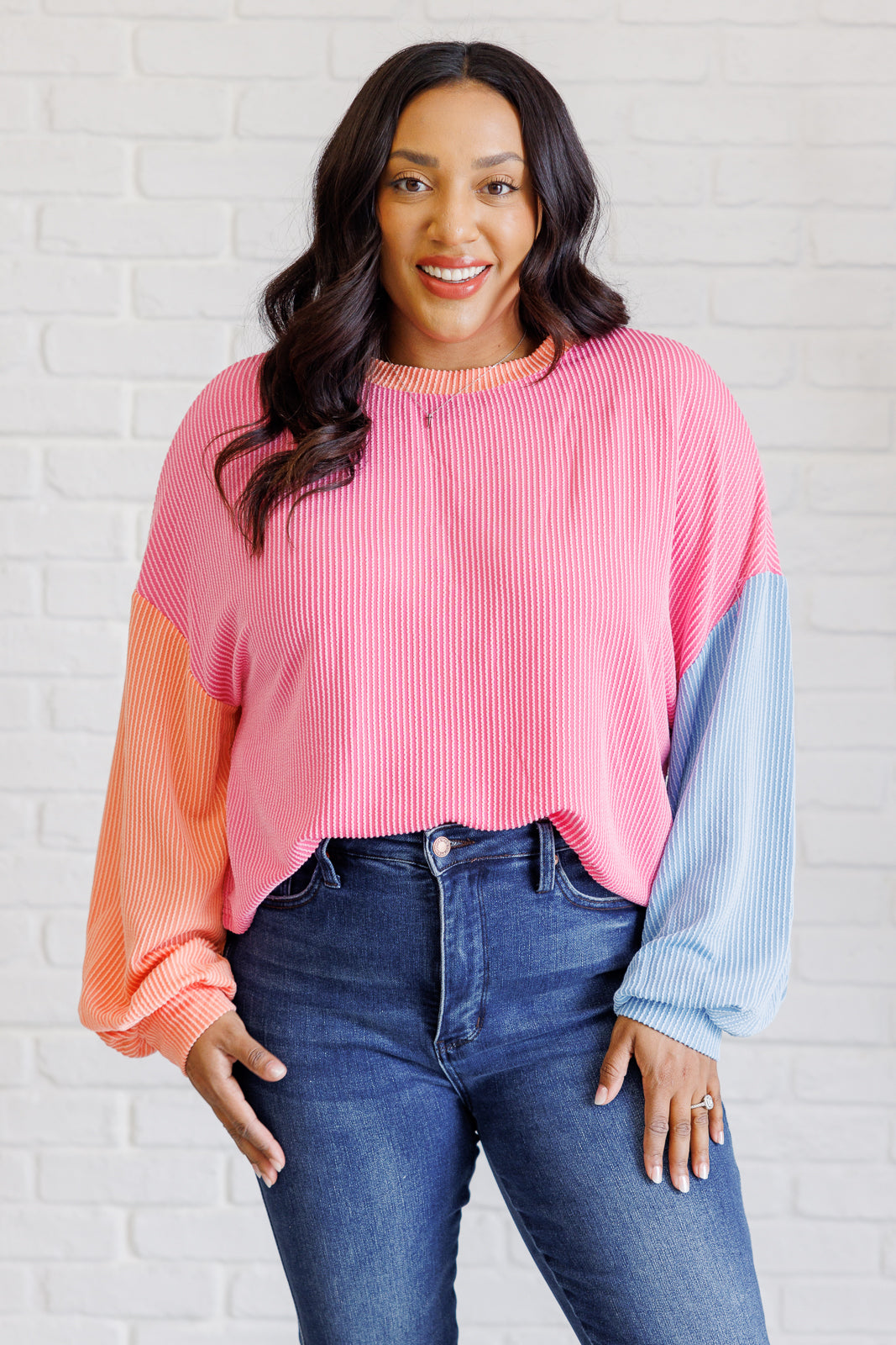 Hit Me With Your Best Shot Colorblock Top in Bright Pink-Tops-Ave Shops-Market Street Nest, Fashionable Clothing, Shoes and Home Décor Located in Mabank, TX