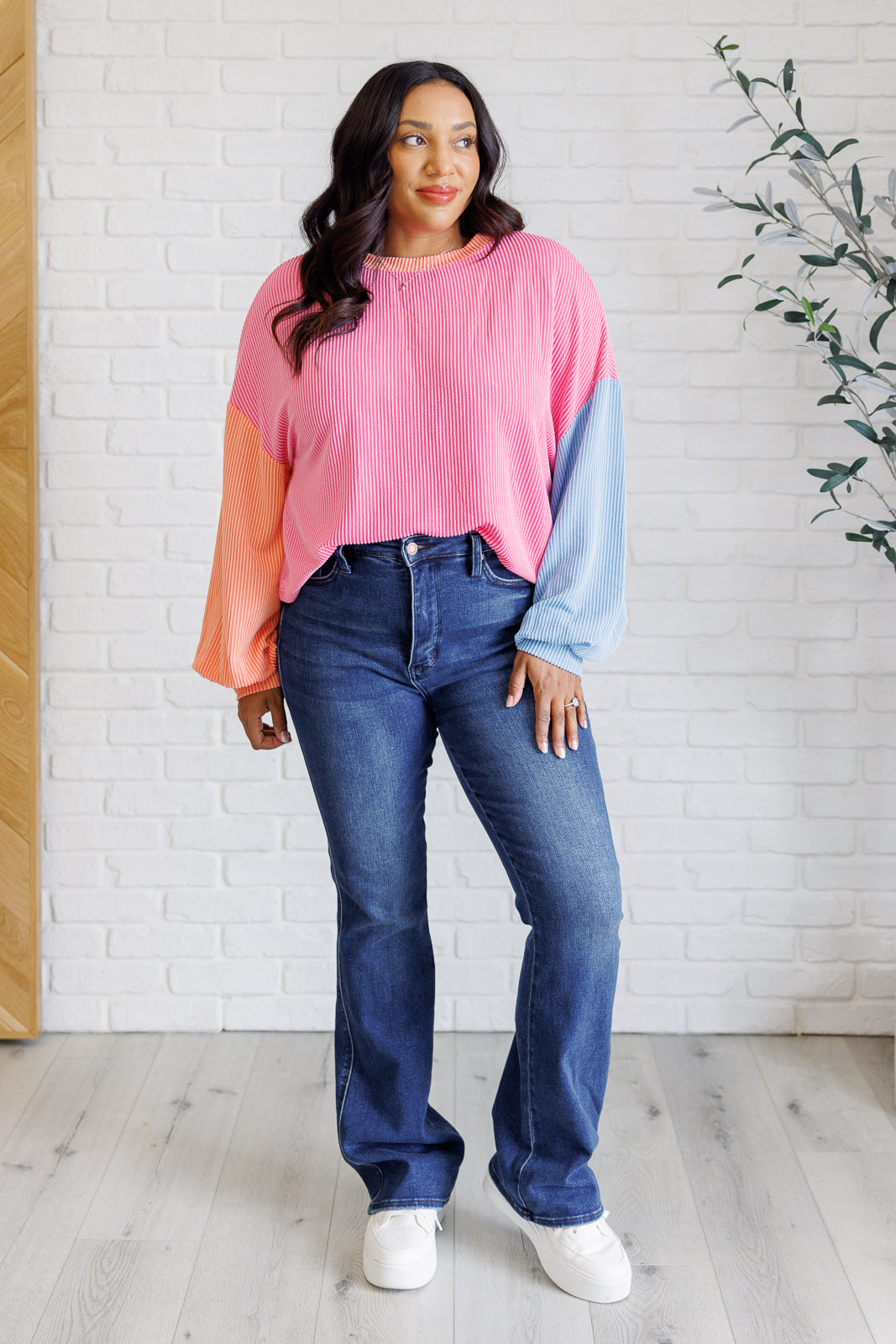 Hit Me With Your Best Shot Colorblock Top in Bright Pink-Tops-Ave Shops-Market Street Nest, Fashionable Clothing, Shoes and Home Décor Located in Mabank, TX