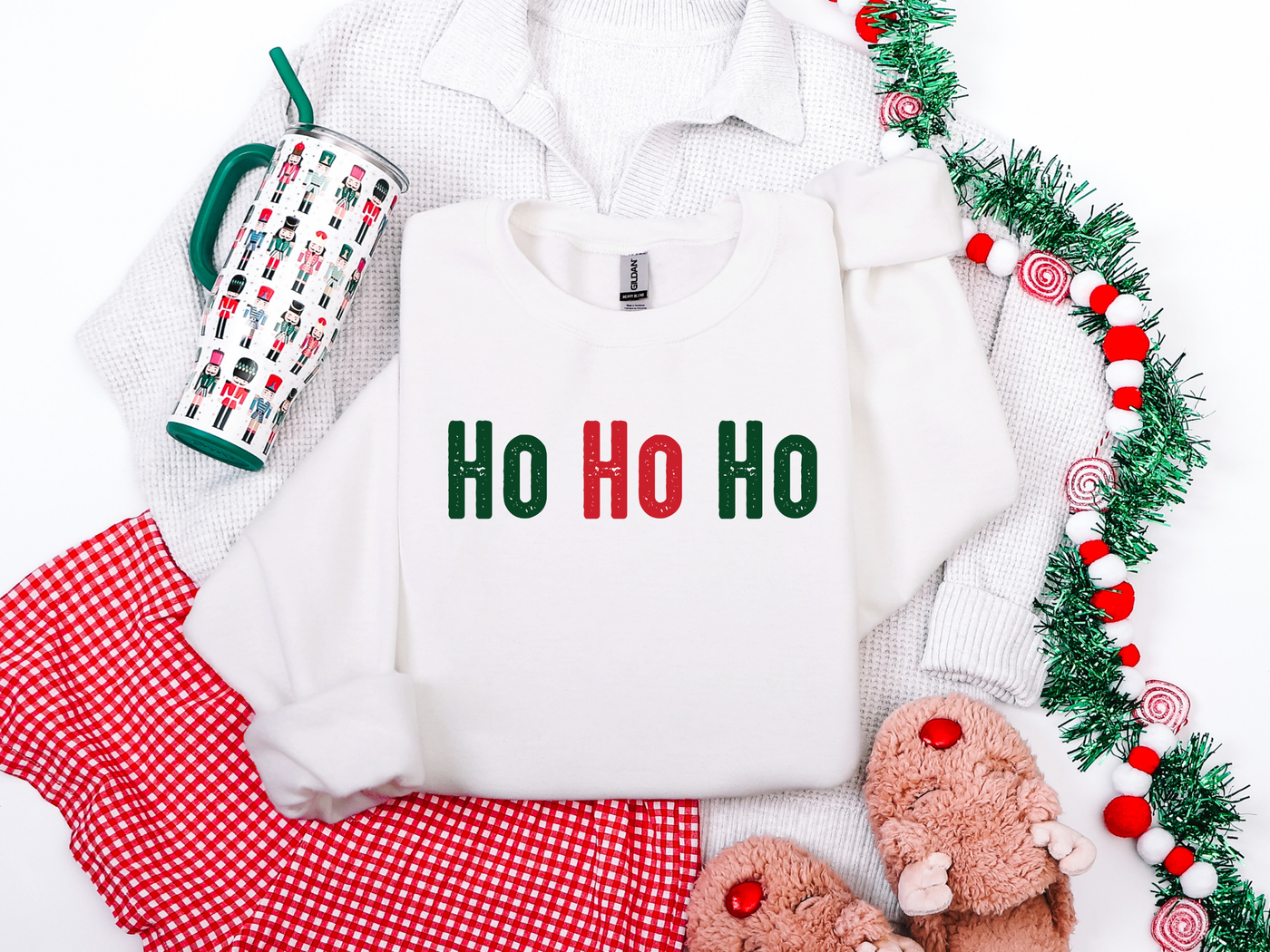 Ho Ho Ho Green & Red Graphic Tee and Sweatshirt-Womens-Ave Shops-Market Street Nest, Fashionable Clothing, Shoes and Home Décor Located in Mabank, TX