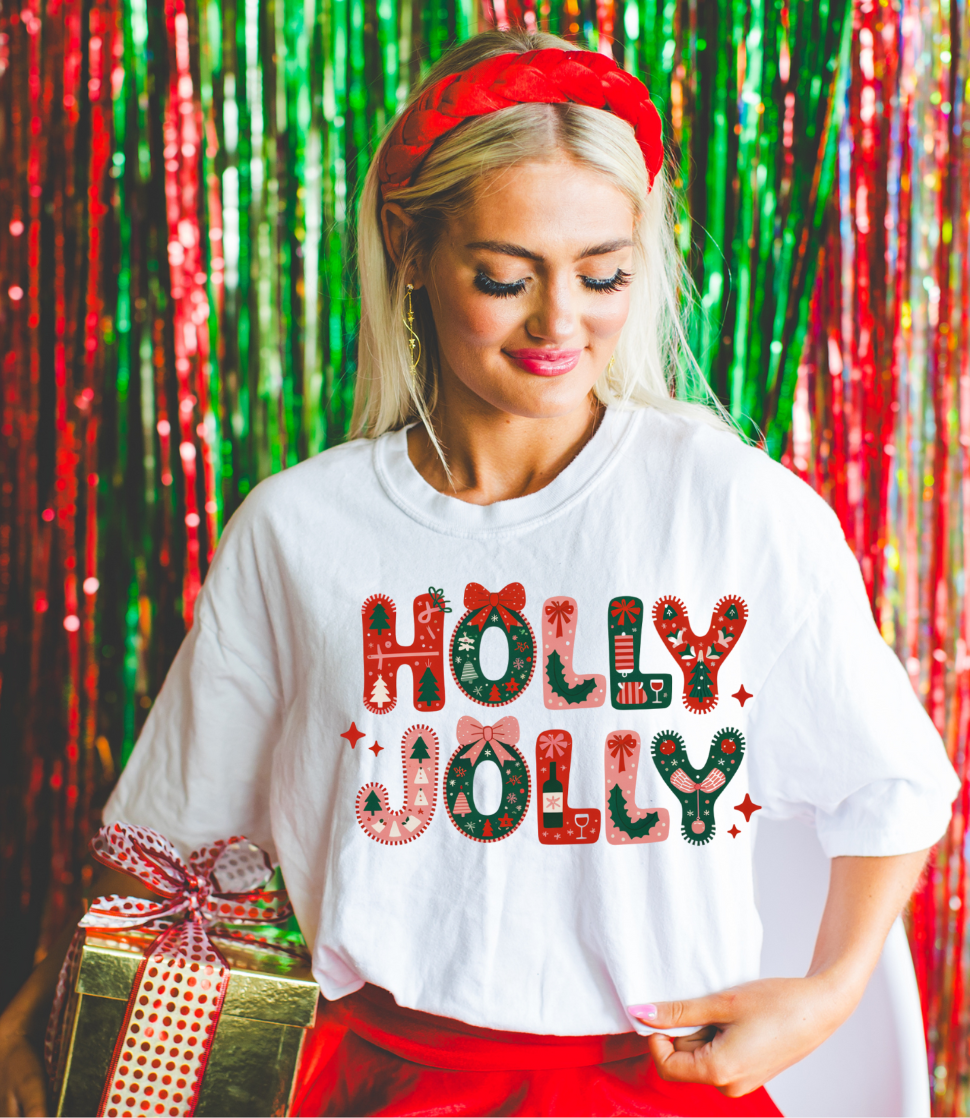 Holly Jolly Graphic Tee and Sweatshirt-Womens-Ave Shops-Market Street Nest, Fashionable Clothing, Shoes and Home Décor Located in Mabank, TX
