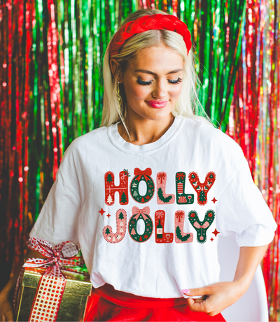 Holly Jolly Graphic Tee and Sweatshirt-Womens-Ave Shops-Market Street Nest, Fashionable Clothing, Shoes and Home Décor Located in Mabank, TX