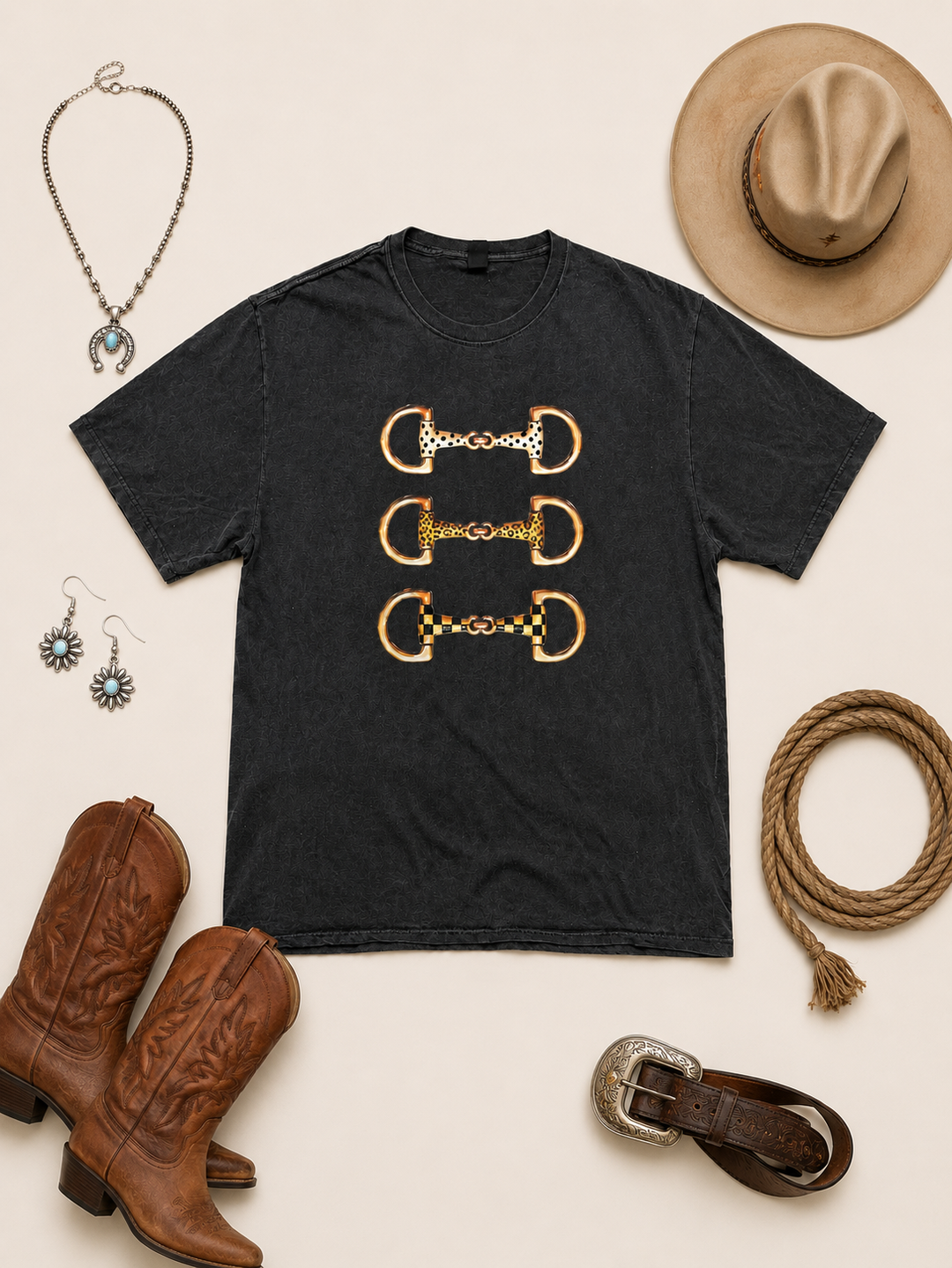 Horse Snaffle Bit Pigment Dye Graphic T-Shirt-Sugar Stitch-Market Street Nest, Fashionable Clothing, Shoes and Home Décor Located in Mabank, TX