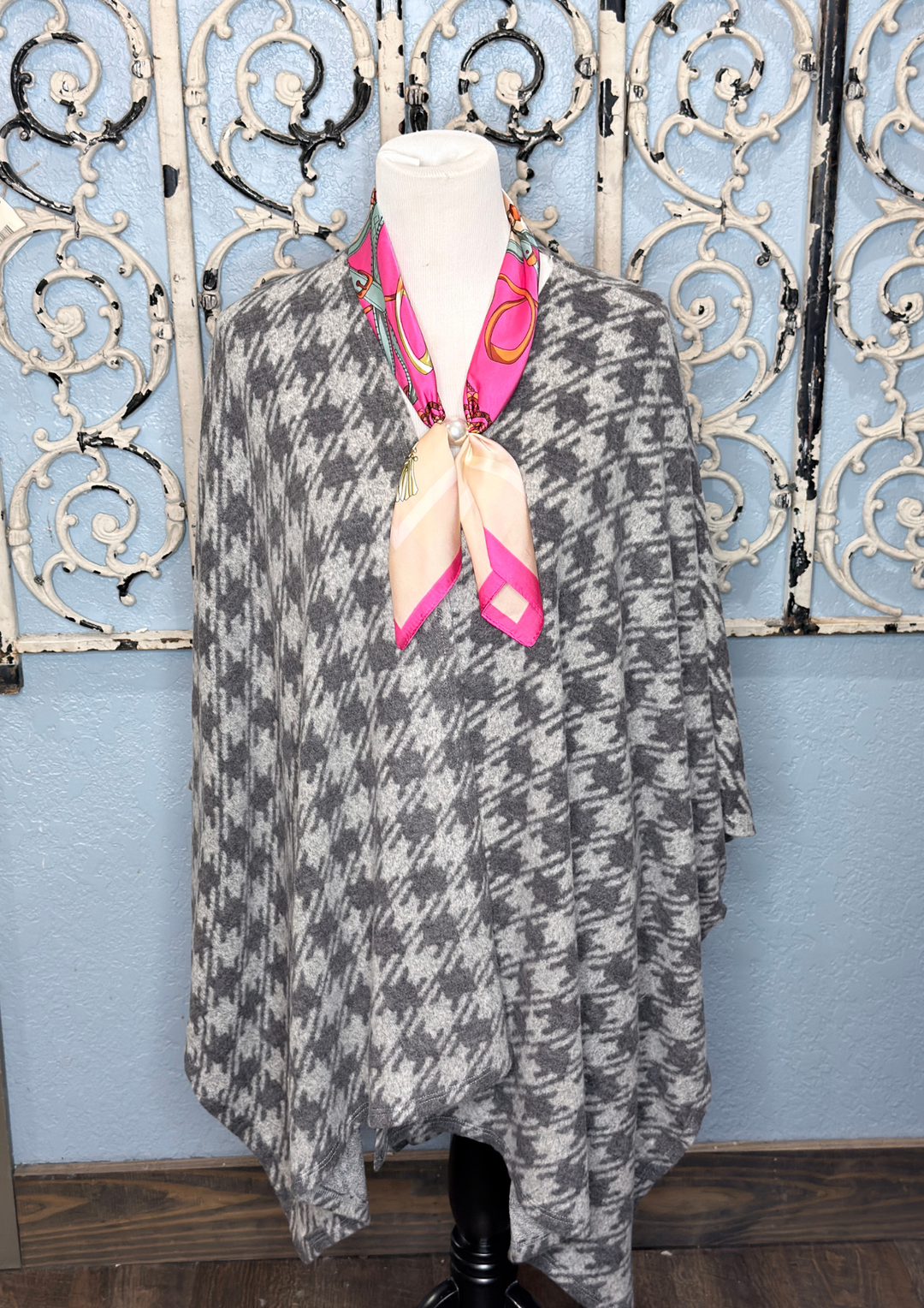 Houndstooth Print Shawl One Size-08-Tops-BEFORE YOU COLLECTION-Market Street Nest, Fashionable Clothing, Shoes and Home Décor Located in Mabank, TX