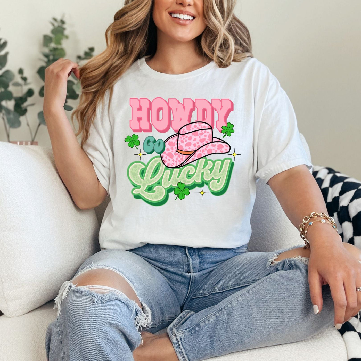 Howdy Go Lucky Graphic Tee-Womens-Ave Shops-Market Street Nest, Fashionable Clothing, Shoes and Home Décor Located in Mabank, TX