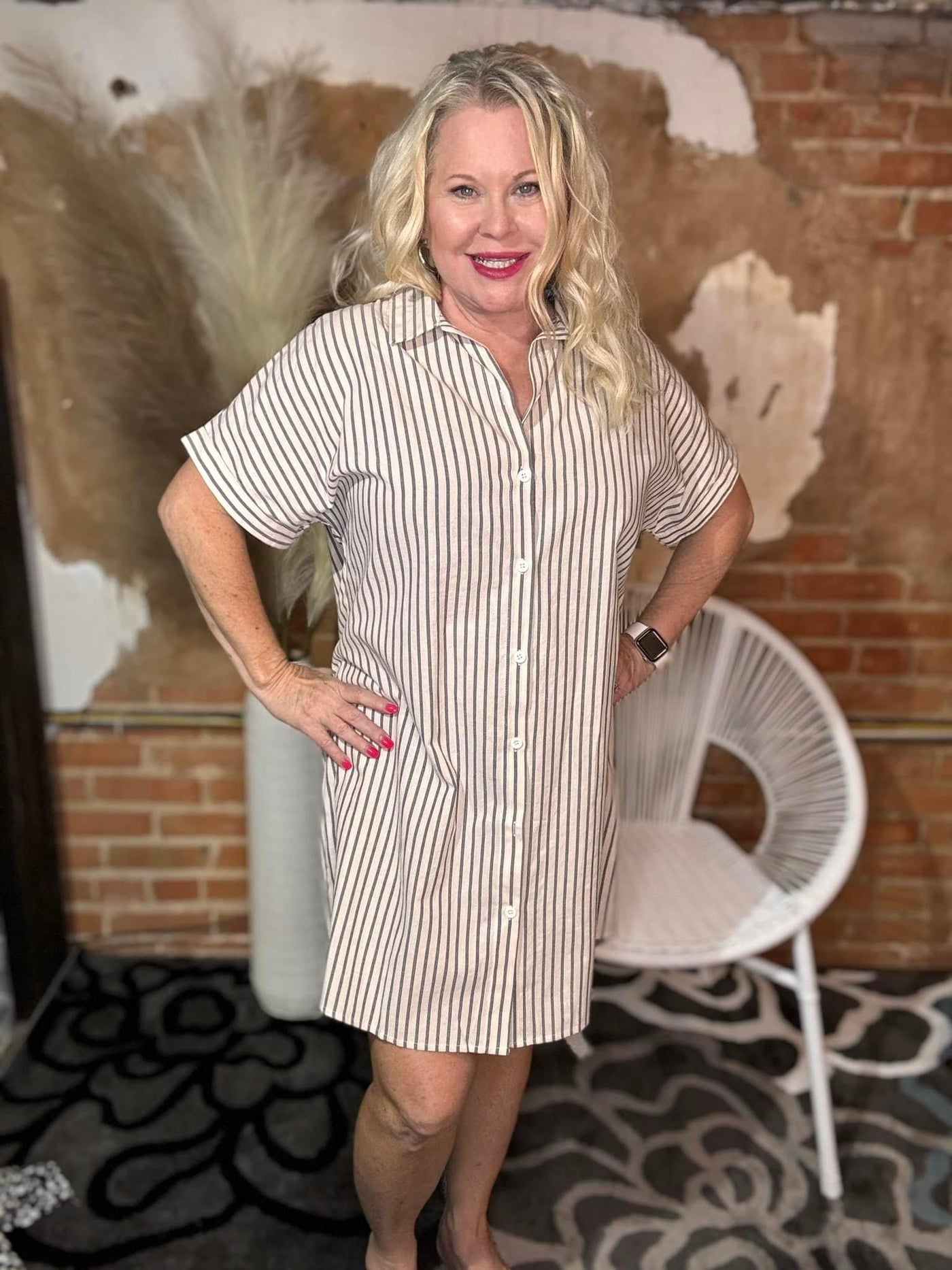 Cornelia Striped Shirt Dress-Dresses & Rompers-Avenue Shops-Market Street Nest, Fashionable Clothing, Shoes and Home Décor Located in Mabank, TX