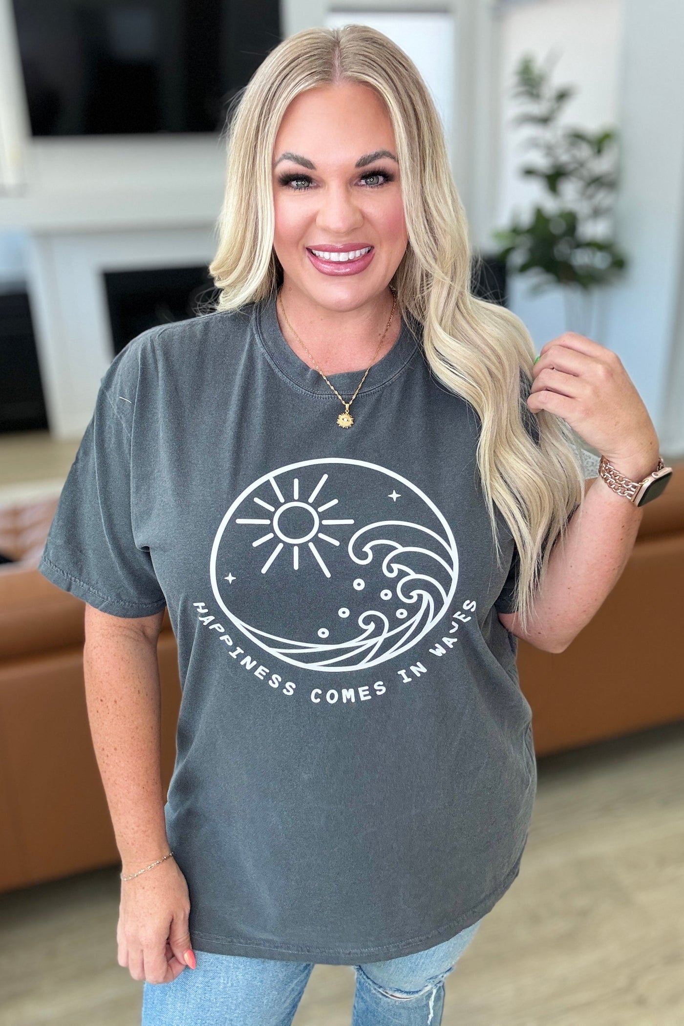 Happiness Comes in Waves Tee-Tops-Ave Shops-Market Street Nest, Fashionable Clothing, Shoes and Home Décor Located in Mabank, TX