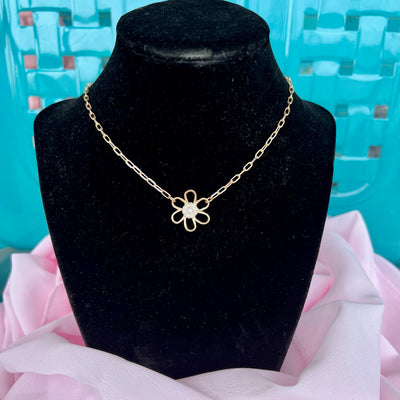 Daisy Delicate Flower Necklace in Worn Gold-Necklaces-Canvas Style-Market Street Nest, Fashionable Clothing, Shoes and Home Décor Located in Mabank, TX