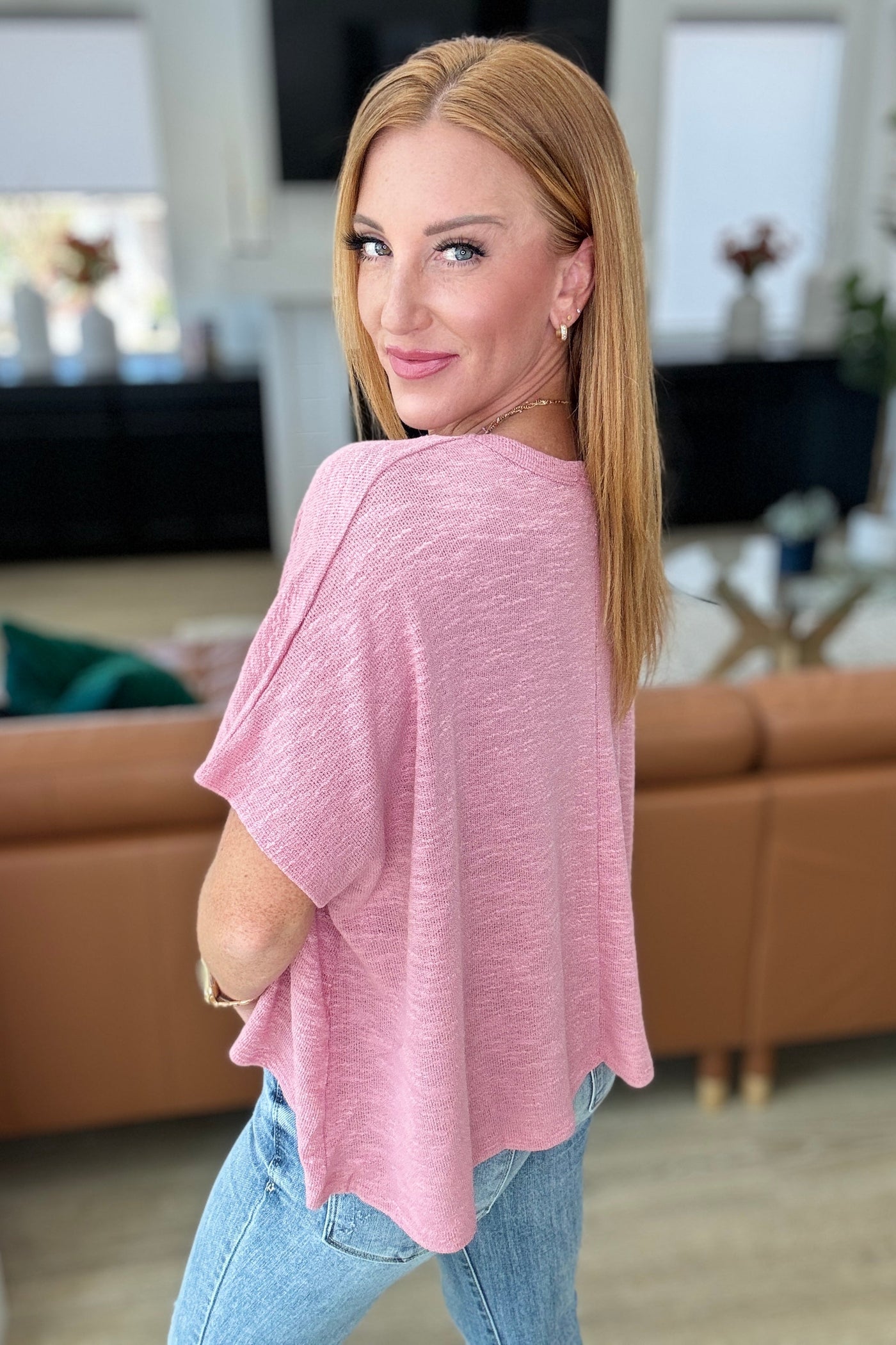 Let Light be Light Drop Shoulder Oversized Tee in Light Rose-Tops-Ave Shops-Market Street Nest, Fashionable Clothing, Shoes and Home Décor Located in Mabank, TX