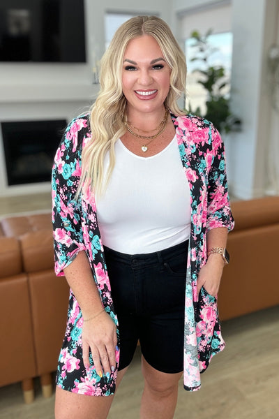 Lizzy Cardigan in Black and Pink Floral-Layers-Ave Shops-Market Street Nest, Fashionable Clothing, Shoes and Home Décor Located in Mabank, TX