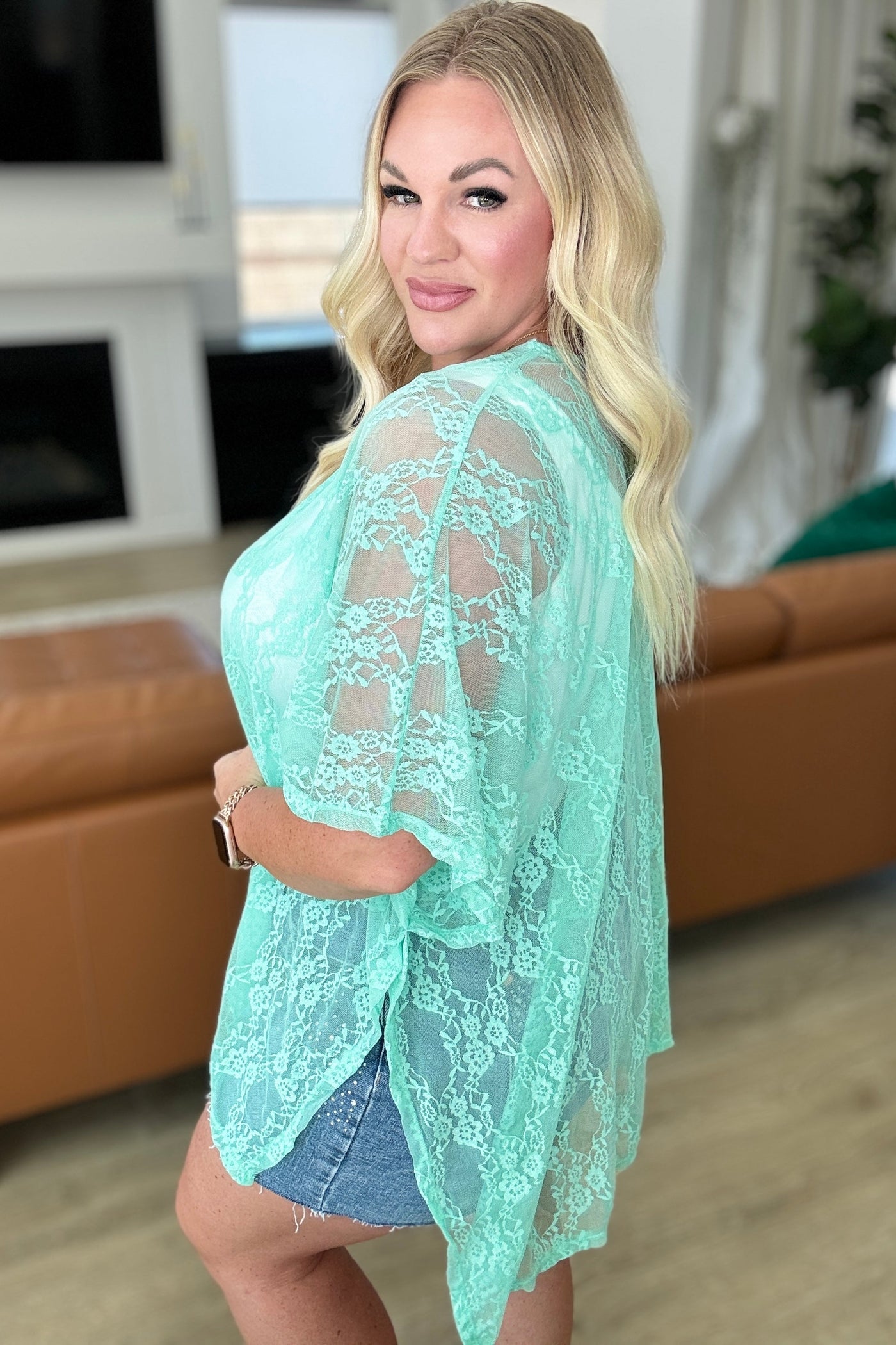 Good Days Ahead Lace Kimono In Mint-Layers-Ave Shops-Market Street Nest, Fashionable Clothing, Shoes and Home Décor Located in Mabank, TX