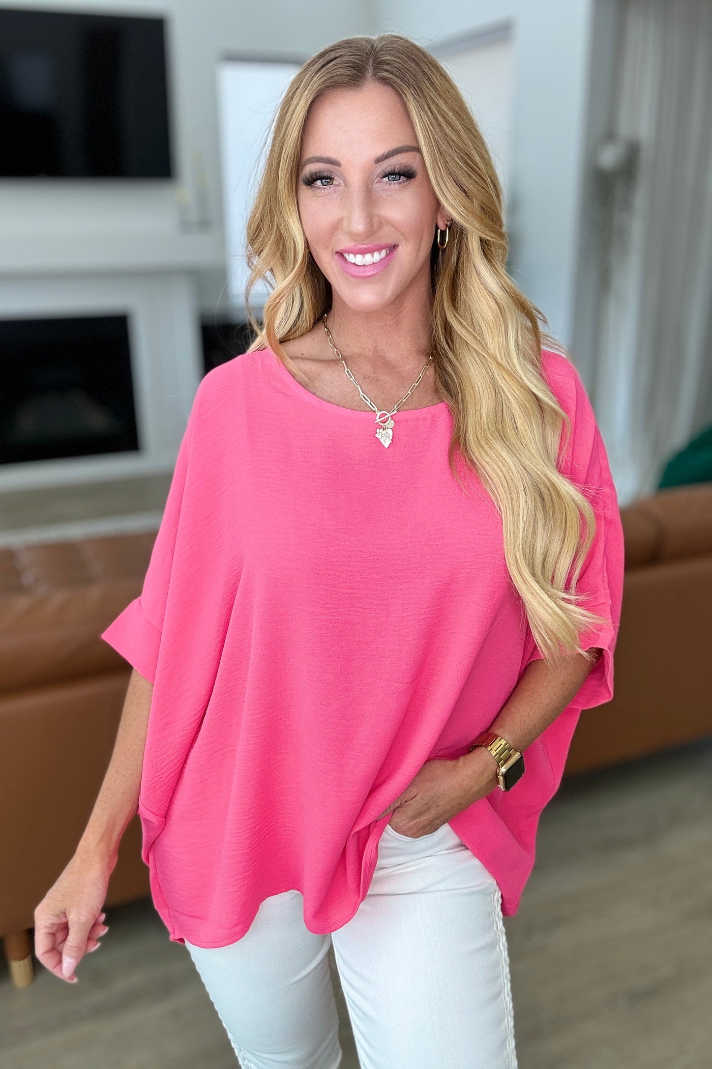 Feels Like Me Dolman Sleeve Top in Bubble Gum Pink-Tops-Ave Shops-Market Street Nest, Fashionable Clothing, Shoes and Home Décor Located in Mabank, TX