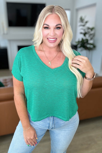 Classic Comfort V-Neck Top in Kelly Green-Tops-Ave Shops-Market Street Nest, Fashionable Clothing, Shoes and Home Décor Located in Mabank, TX