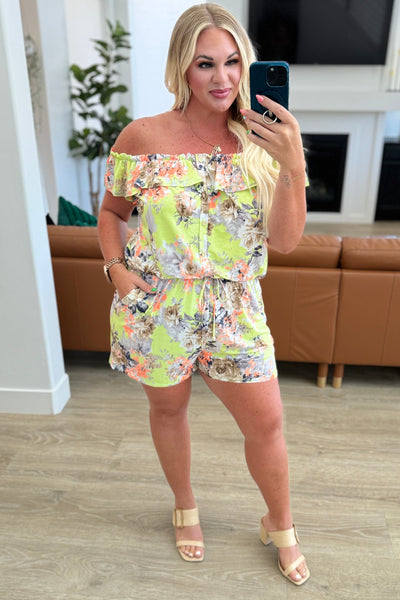 Until I Found You Off Shoulder Romper in Floral-Jumpsuits & Rompers-Ave Shops-Market Street Nest, Fashionable Clothing, Shoes and Home Décor Located in Mabank, TX