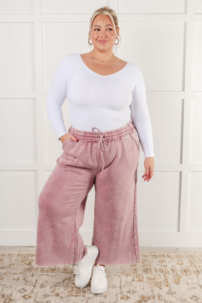 In or Out Wide Leg Cropped Pants in Light Rose-Athleisure-Ave Shops-Market Street Nest, Fashionable Clothing, Shoes and Home Décor Located in Mabank, TX