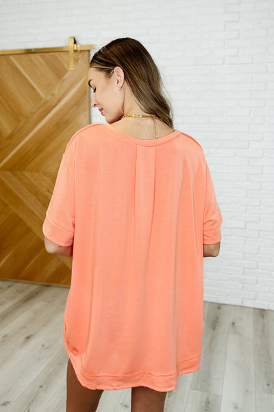 In the Rotation Exposed Seam Tee in Apricot Splash-Womens-Ave Shops-Market Street Nest, Fashionable Clothing, Shoes and Home Décor Located in Mabank, TX