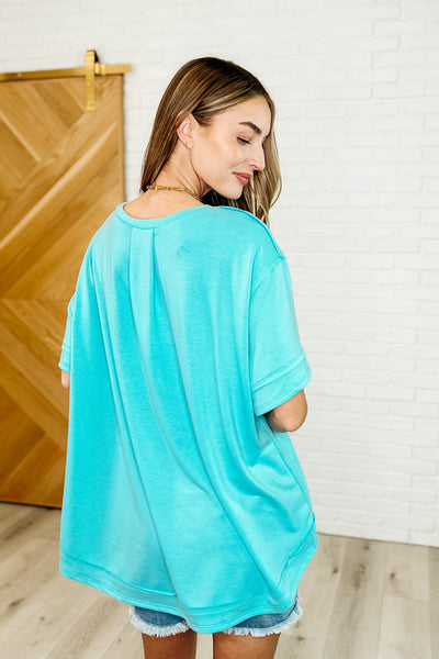In the Rotation Exposed Seam Tee in Aqua-Womens-Ave Shops-Market Street Nest, Fashionable Clothing, Shoes and Home Décor Located in Mabank, TX