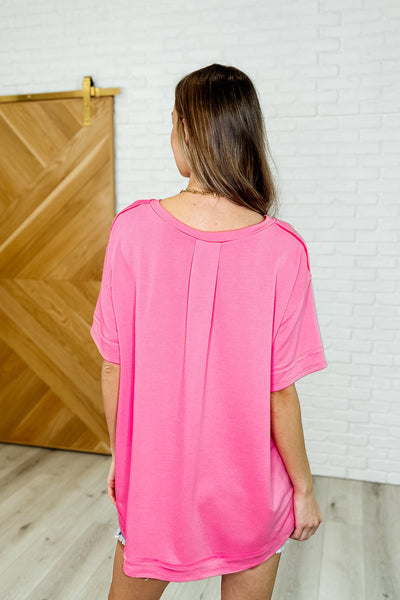 In the Rotation Exposed Seam Tee in Hot Pink-Womens-Ave Shops-Market Street Nest, Fashionable Clothing, Shoes and Home Décor Located in Mabank, TX