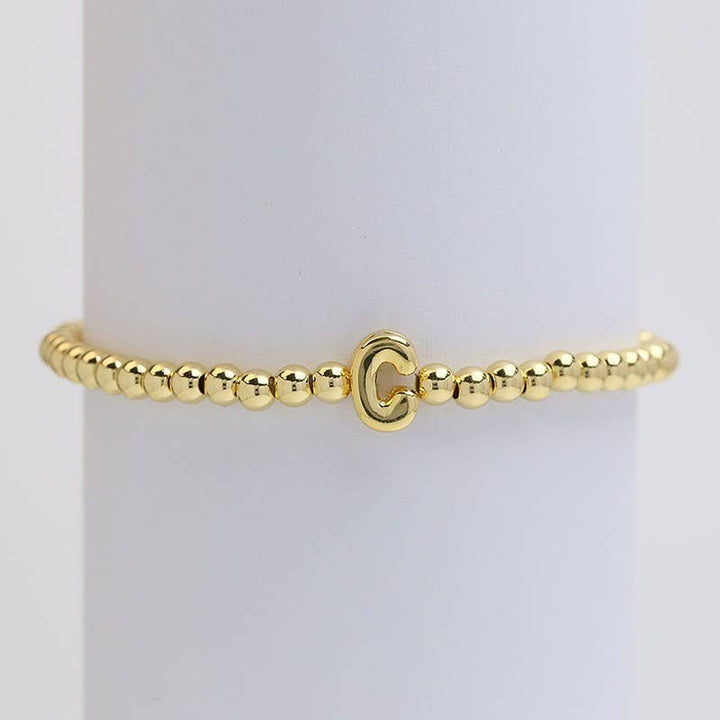 INITIAL MONOGRAM BUBBLE STRETCH BEAD BRACELET | 40B118-JOSSLYN by wall to wall-Market Street Nest, Fashionable Clothing, Shoes and Home Décor Located in Mabank, TX