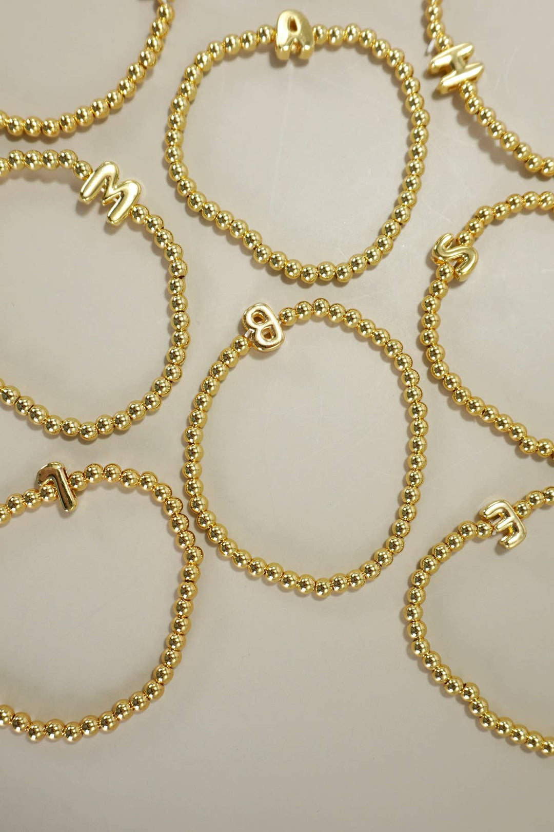 INITIAL MONOGRAM BUBBLE STRETCH BEAD BRACELET | 40B118-JOSSLYN by wall to wall-Market Street Nest, Fashionable Clothing, Shoes and Home Décor Located in Mabank, TX