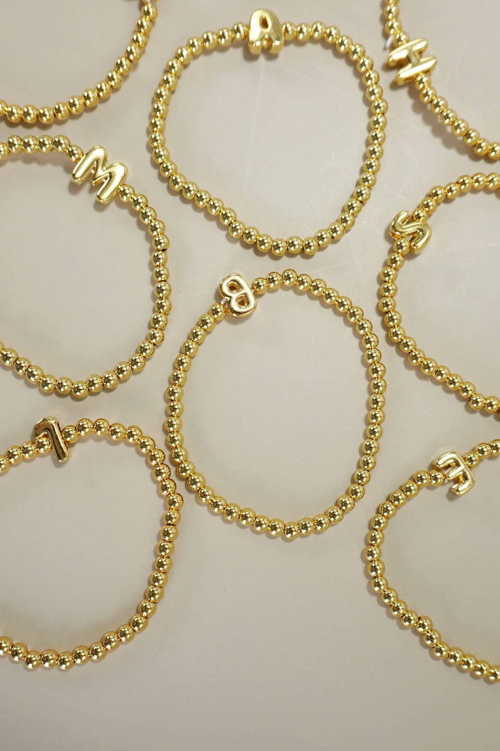 INITIAL MONOGRAM BUBBLE STRETCH BEAD BRACELET | 40B118-JOSSLYN by wall to wall-Market Street Nest, Fashionable Clothing, Shoes and Home Décor Located in Mabank, TX