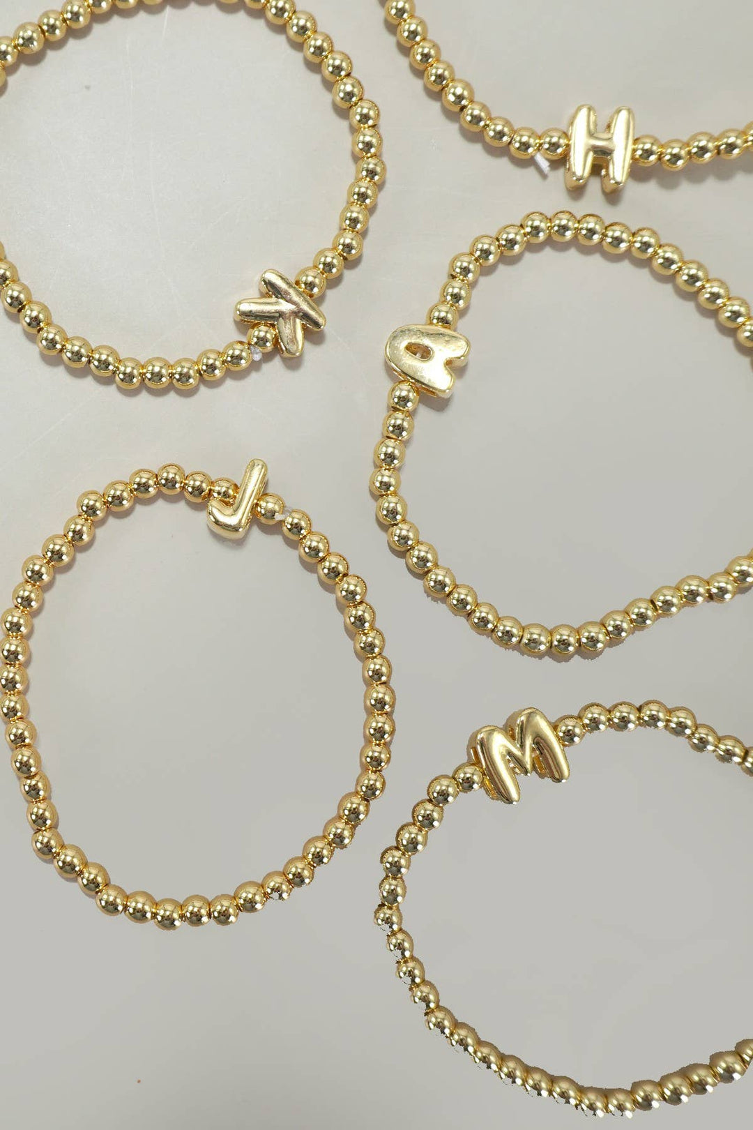 INITIAL MONOGRAM BUBBLE STRETCH BEAD BRACELET | 40B118-JOSSLYN by wall to wall-Market Street Nest, Fashionable Clothing, Shoes and Home Décor Located in Mabank, TX