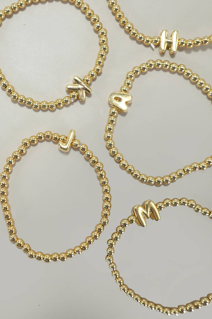 INITIAL MONOGRAM BUBBLE STRETCH BEAD BRACELET | 40B118-JOSSLYN by wall to wall-Market Street Nest, Fashionable Clothing, Shoes and Home Décor Located in Mabank, TX