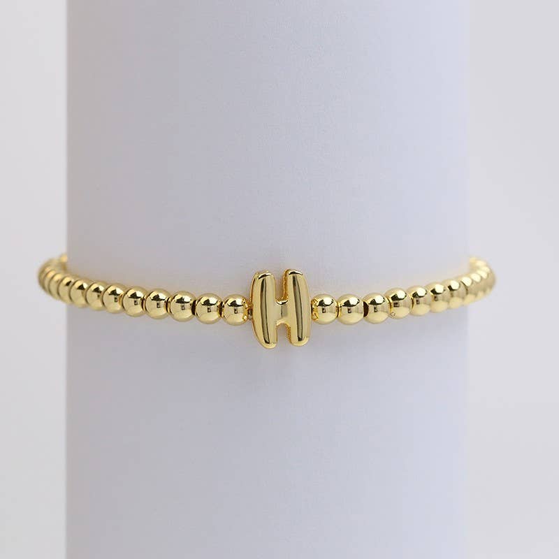 INITIAL MONOGRAM BUBBLE STRETCH BEAD BRACELET | 40B118-JOSSLYN by wall to wall-Market Street Nest, Fashionable Clothing, Shoes and Home Décor Located in Mabank, TX