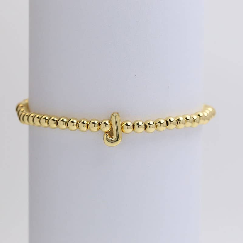 INITIAL MONOGRAM BUBBLE STRETCH BEAD BRACELET | 40B118-JOSSLYN by wall to wall-Market Street Nest, Fashionable Clothing, Shoes and Home Décor Located in Mabank, TX