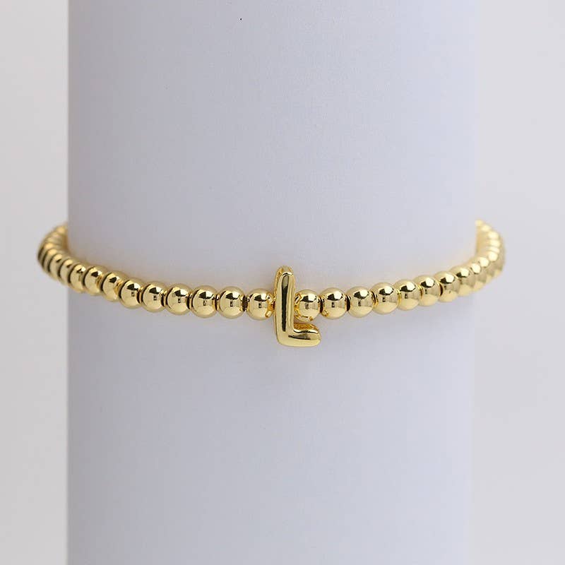 INITIAL MONOGRAM BUBBLE STRETCH BEAD BRACELET | 40B118-JOSSLYN by wall to wall-Market Street Nest, Fashionable Clothing, Shoes and Home Décor Located in Mabank, TX