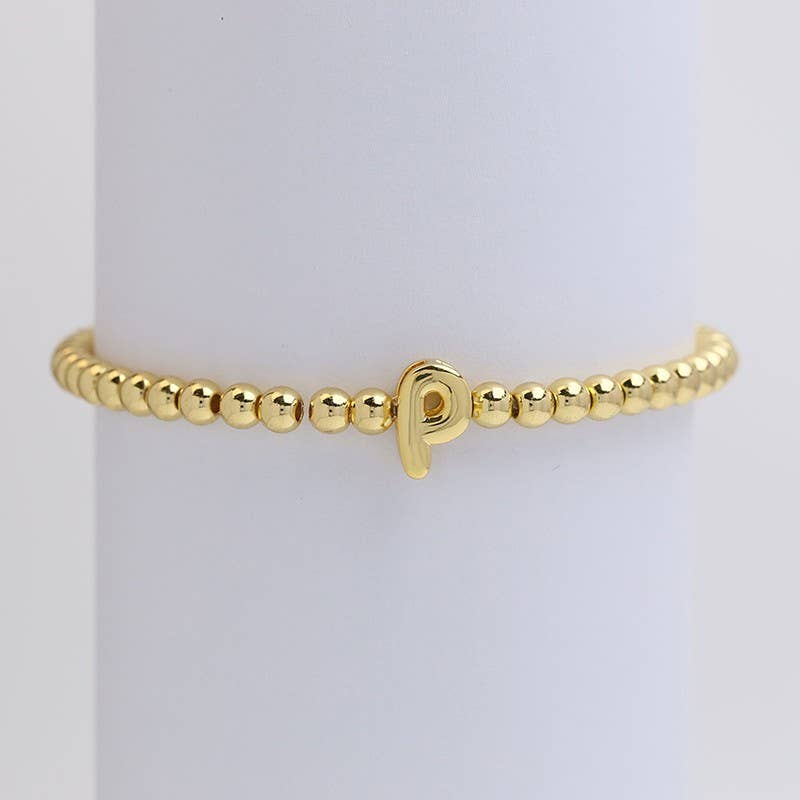INITIAL MONOGRAM BUBBLE STRETCH BEAD BRACELET | 40B118-JOSSLYN by wall to wall-Market Street Nest, Fashionable Clothing, Shoes and Home Décor Located in Mabank, TX