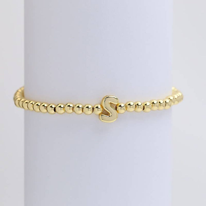 INITIAL MONOGRAM BUBBLE STRETCH BEAD BRACELET | 40B118-JOSSLYN by wall to wall-Market Street Nest, Fashionable Clothing, Shoes and Home Décor Located in Mabank, TX