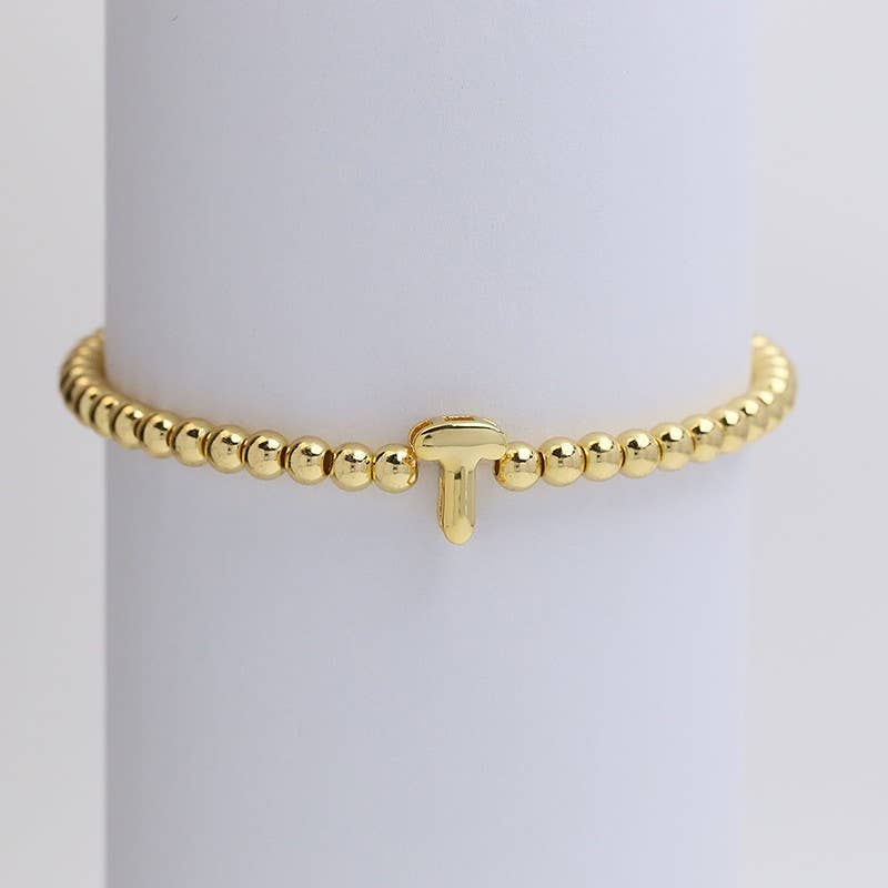 INITIAL MONOGRAM BUBBLE STRETCH BEAD BRACELET | 40B118-JOSSLYN by wall to wall-Market Street Nest, Fashionable Clothing, Shoes and Home Décor Located in Mabank, TX