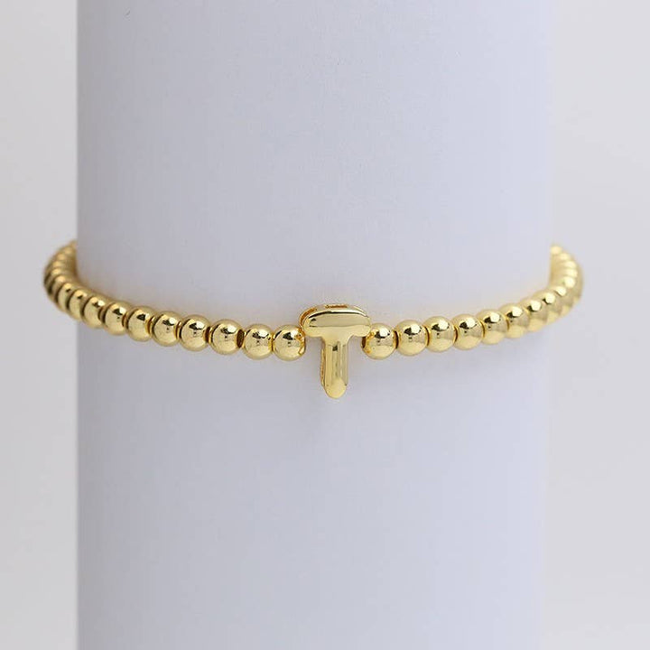 INITIAL MONOGRAM BUBBLE STRETCH BEAD BRACELET | 40B118-JOSSLYN by wall to wall-Market Street Nest, Fashionable Clothing, Shoes and Home Décor Located in Mabank, TX