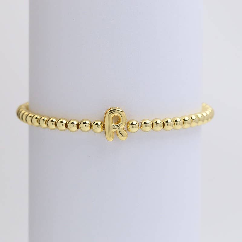INITIAL MONOGRAM BUBBLE STRETCH BEAD BRACELET | 40B118-JOSSLYN by wall to wall-Market Street Nest, Fashionable Clothing, Shoes and Home Décor Located in Mabank, TX