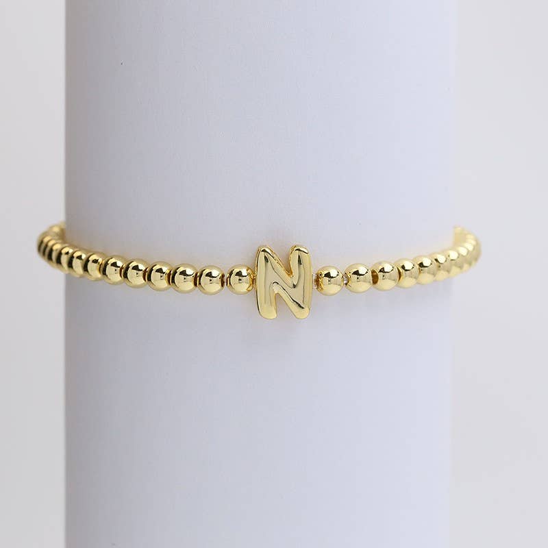 INITIAL MONOGRAM BUBBLE STRETCH BEAD BRACELET | 40B118-JOSSLYN by wall to wall-Market Street Nest, Fashionable Clothing, Shoes and Home Décor Located in Mabank, TX
