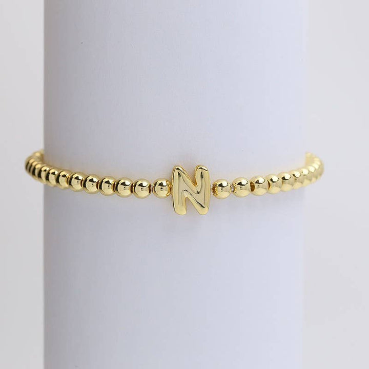 INITIAL MONOGRAM BUBBLE STRETCH BEAD BRACELET | 40B118-JOSSLYN by wall to wall-Market Street Nest, Fashionable Clothing, Shoes and Home Décor Located in Mabank, TX