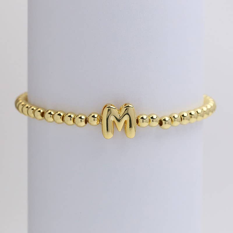 INITIAL MONOGRAM BUBBLE STRETCH BEAD BRACELET | 40B118-JOSSLYN by wall to wall-Market Street Nest, Fashionable Clothing, Shoes and Home Décor Located in Mabank, TX