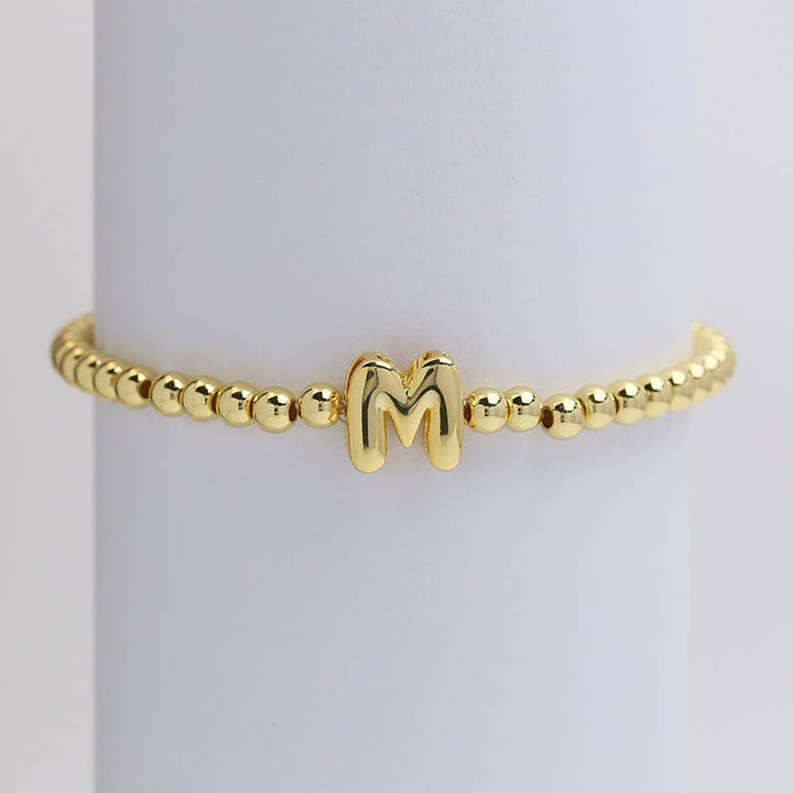 INITIAL MONOGRAM BUBBLE STRETCH BEAD BRACELET | 40B118-JOSSLYN by wall to wall-Market Street Nest, Fashionable Clothing, Shoes and Home Décor Located in Mabank, TX