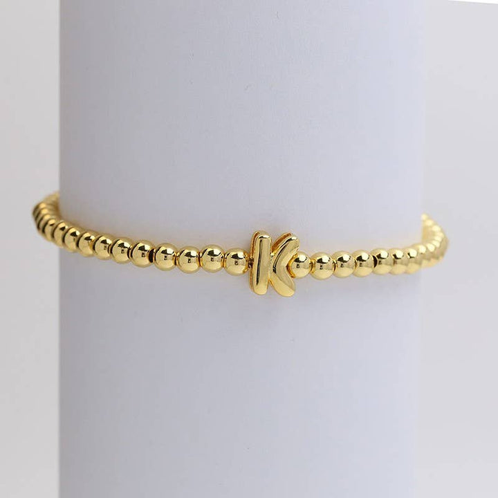 INITIAL MONOGRAM BUBBLE STRETCH BEAD BRACELET | 40B118-JOSSLYN by wall to wall-Market Street Nest, Fashionable Clothing, Shoes and Home Décor Located in Mabank, TX