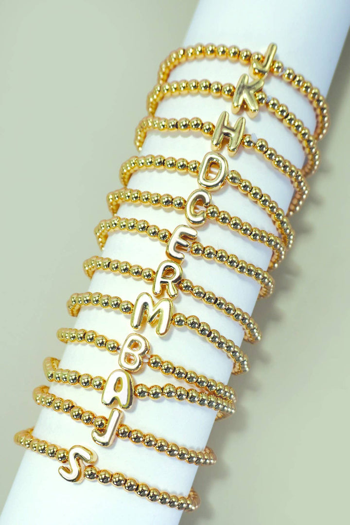 INITIAL MONOGRAM BUBBLE STRETCH BEAD BRACELET | 40B118-JOSSLYN by wall to wall-Market Street Nest, Fashionable Clothing, Shoes and Home Décor Located in Mabank, TX