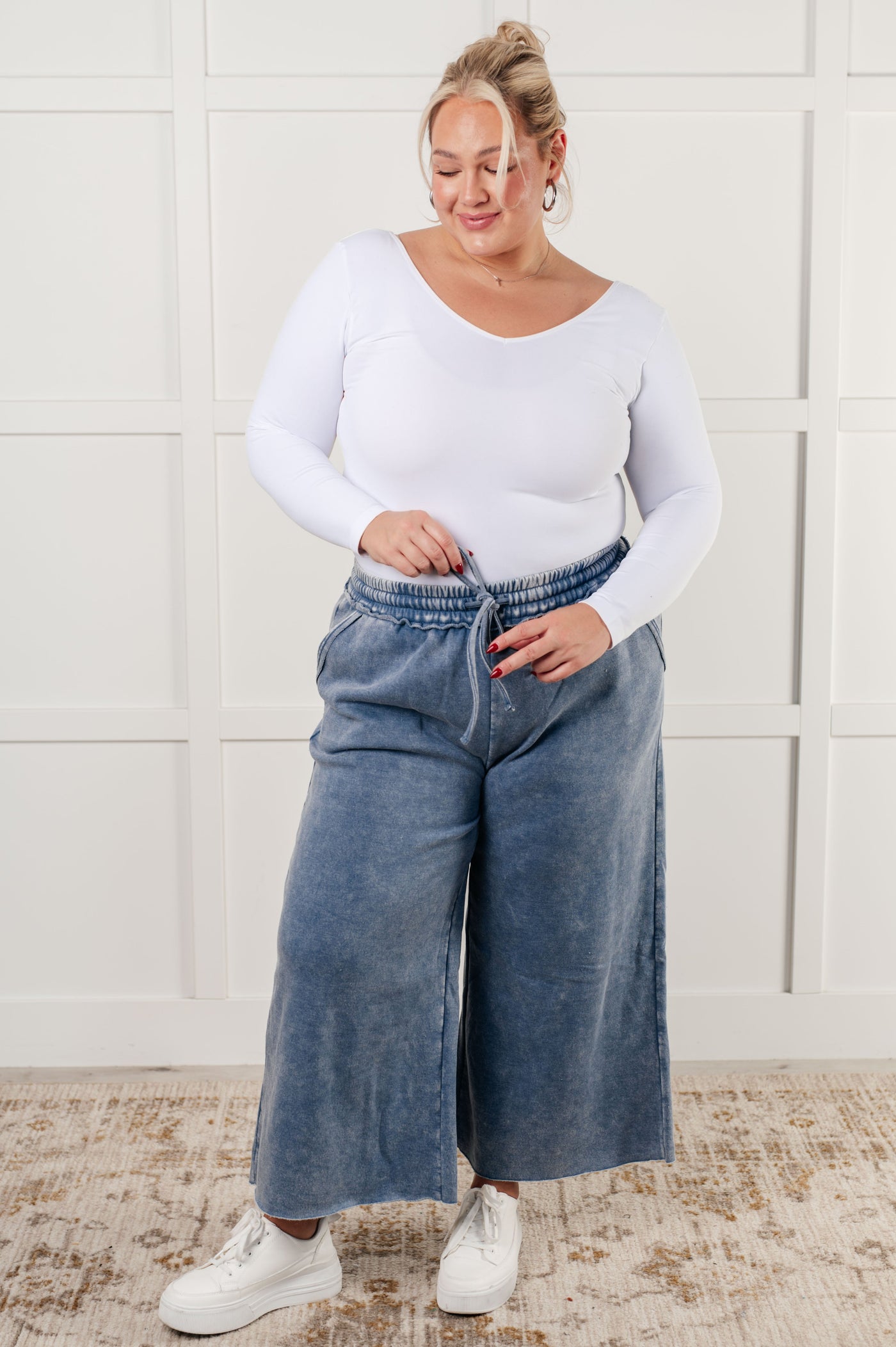 In or Out Wide Leg Cropped Pants in Dusty Blue-Athleisure-Ave Shops-Market Street Nest, Fashionable Clothing, Shoes and Home Décor Located in Mabank, TX