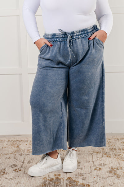 In or Out Wide Leg Cropped Pants in Dusty Blue-Athleisure-Ave Shops-Market Street Nest, Fashionable Clothing, Shoes and Home Décor Located in Mabank, TX