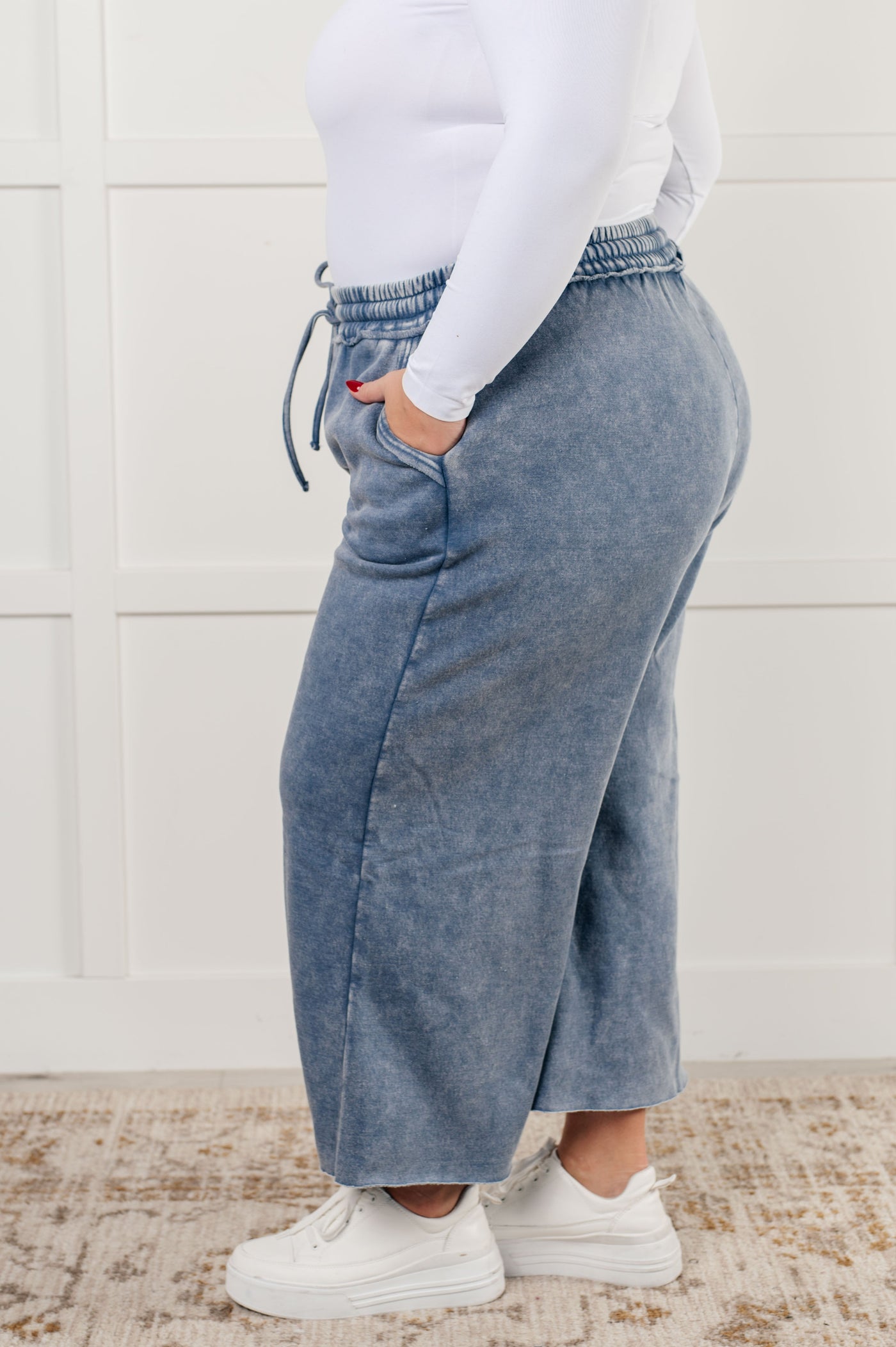 In or Out Wide Leg Cropped Pants in Dusty Blue-Athleisure-Ave Shops-Market Street Nest, Fashionable Clothing, Shoes and Home Décor Located in Mabank, TX