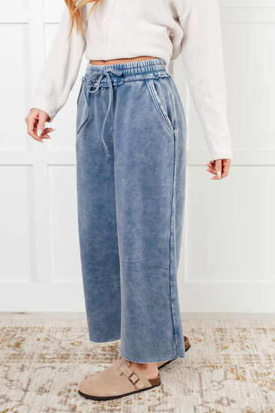 In or Out Wide Leg Cropped Pants in Dusty Blue-Athleisure-Ave Shops-Market Street Nest, Fashionable Clothing, Shoes and Home Décor Located in Mabank, TX