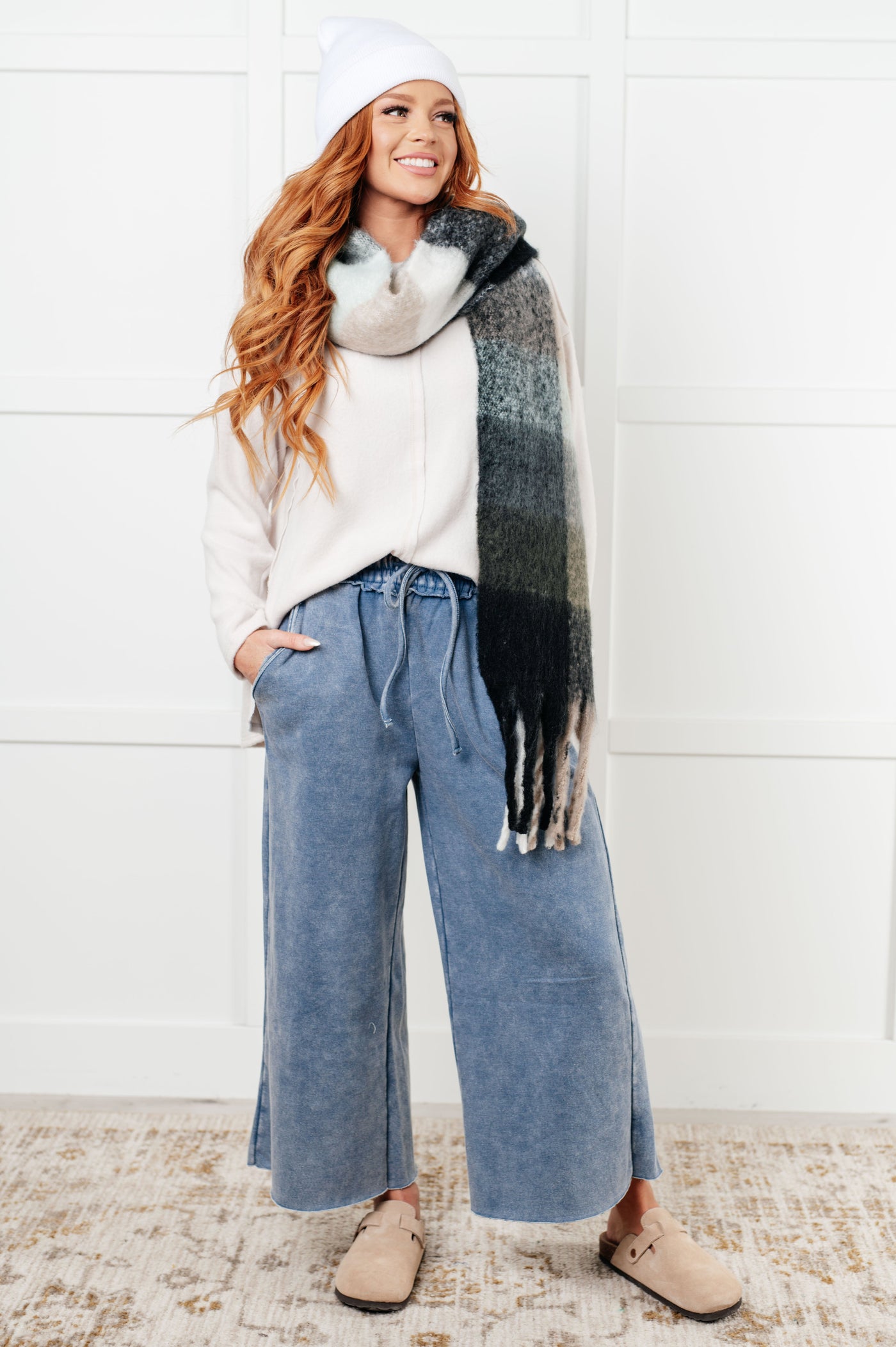 In or Out Wide Leg Cropped Pants in Dusty Blue-Athleisure-Ave Shops-Market Street Nest, Fashionable Clothing, Shoes and Home Décor Located in Mabank, TX